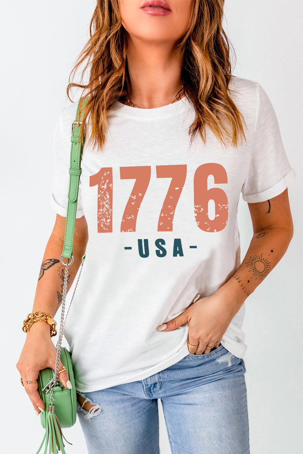 Casual white T-shirt featuring &