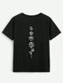 Black T-shirt with rose design on back