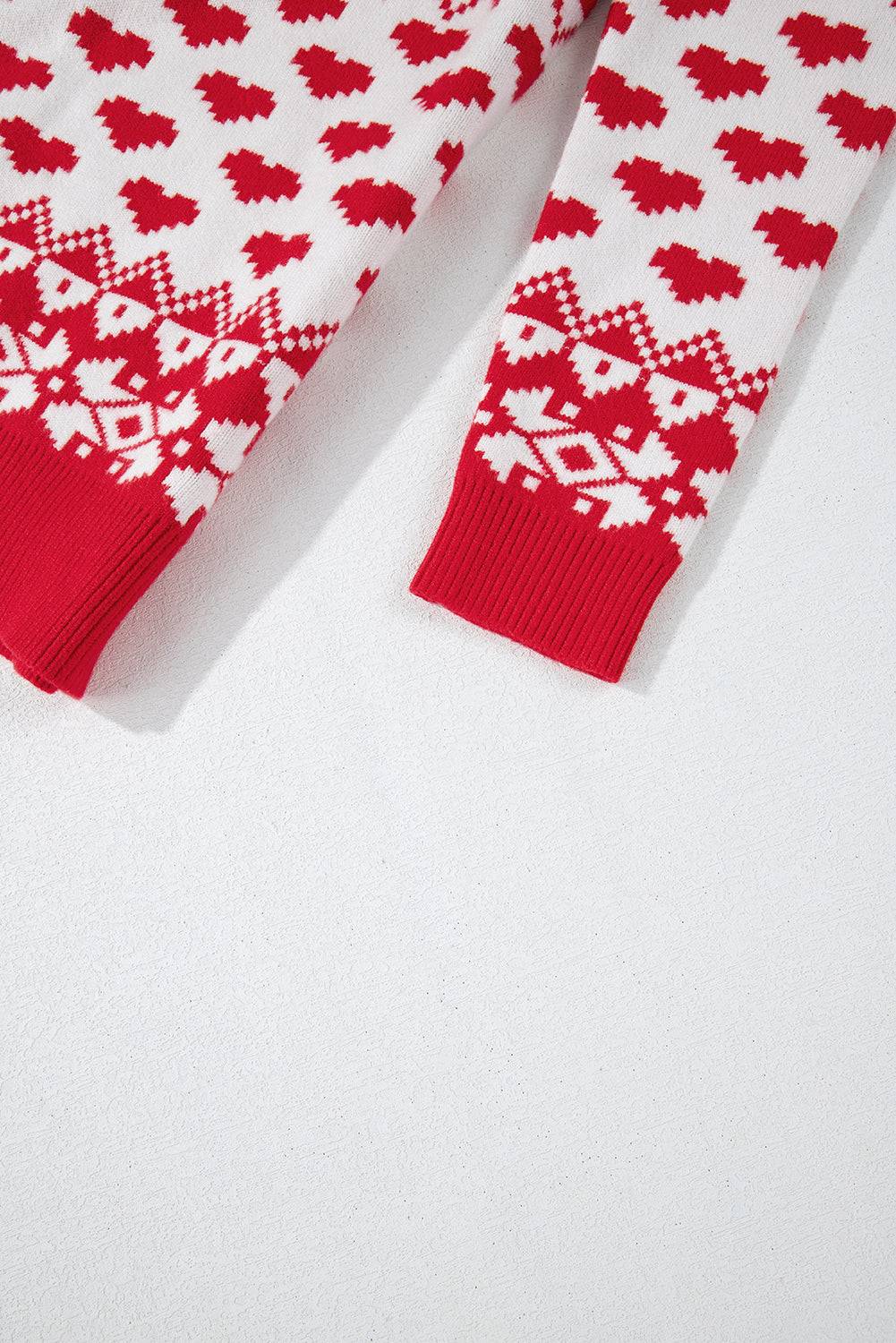 Sleeve detail of Christmas sweater with geometric pattern