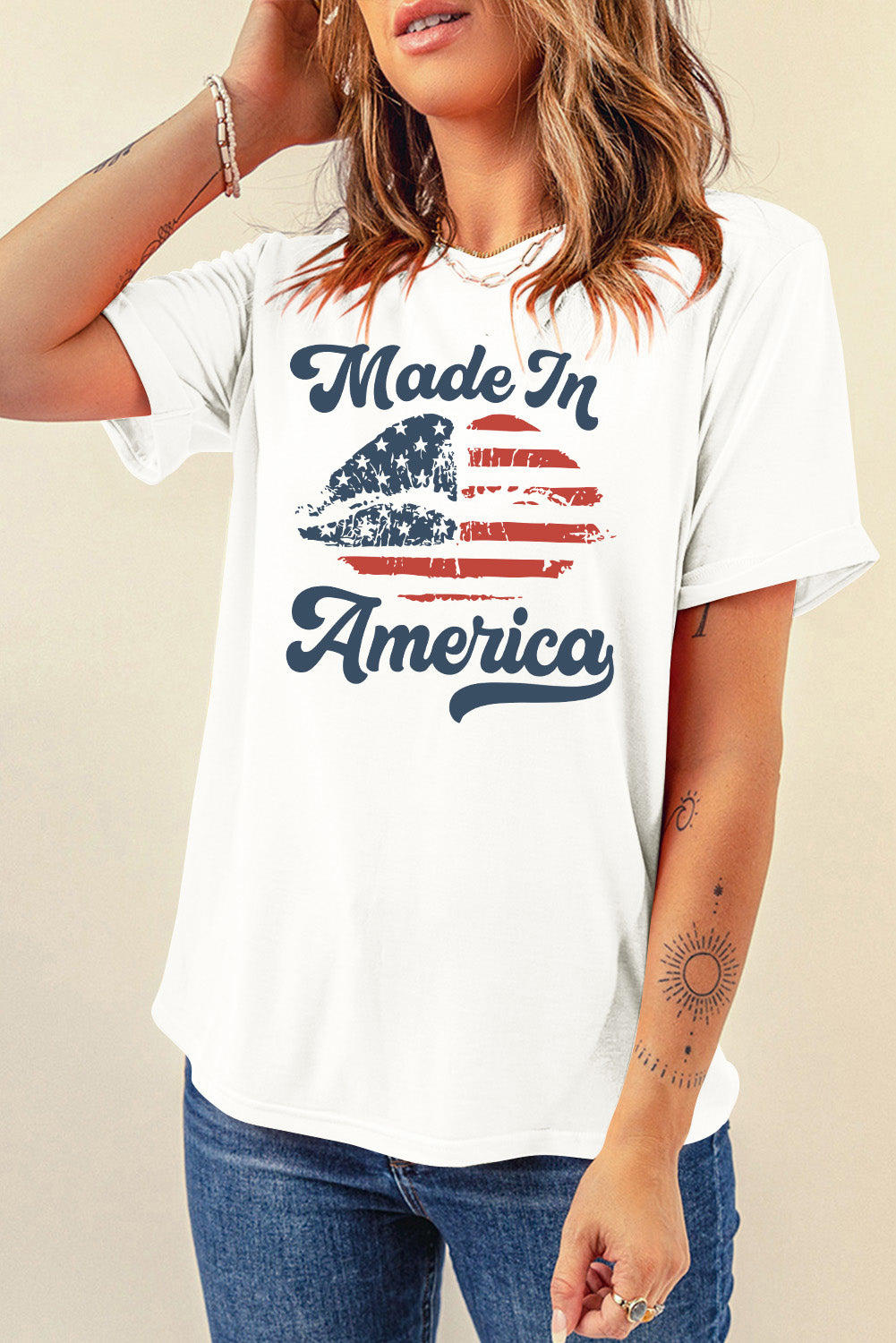 White graphic T-shirt with &