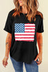 US Flag Round Neck Short Sleeve T-Shirt, front view