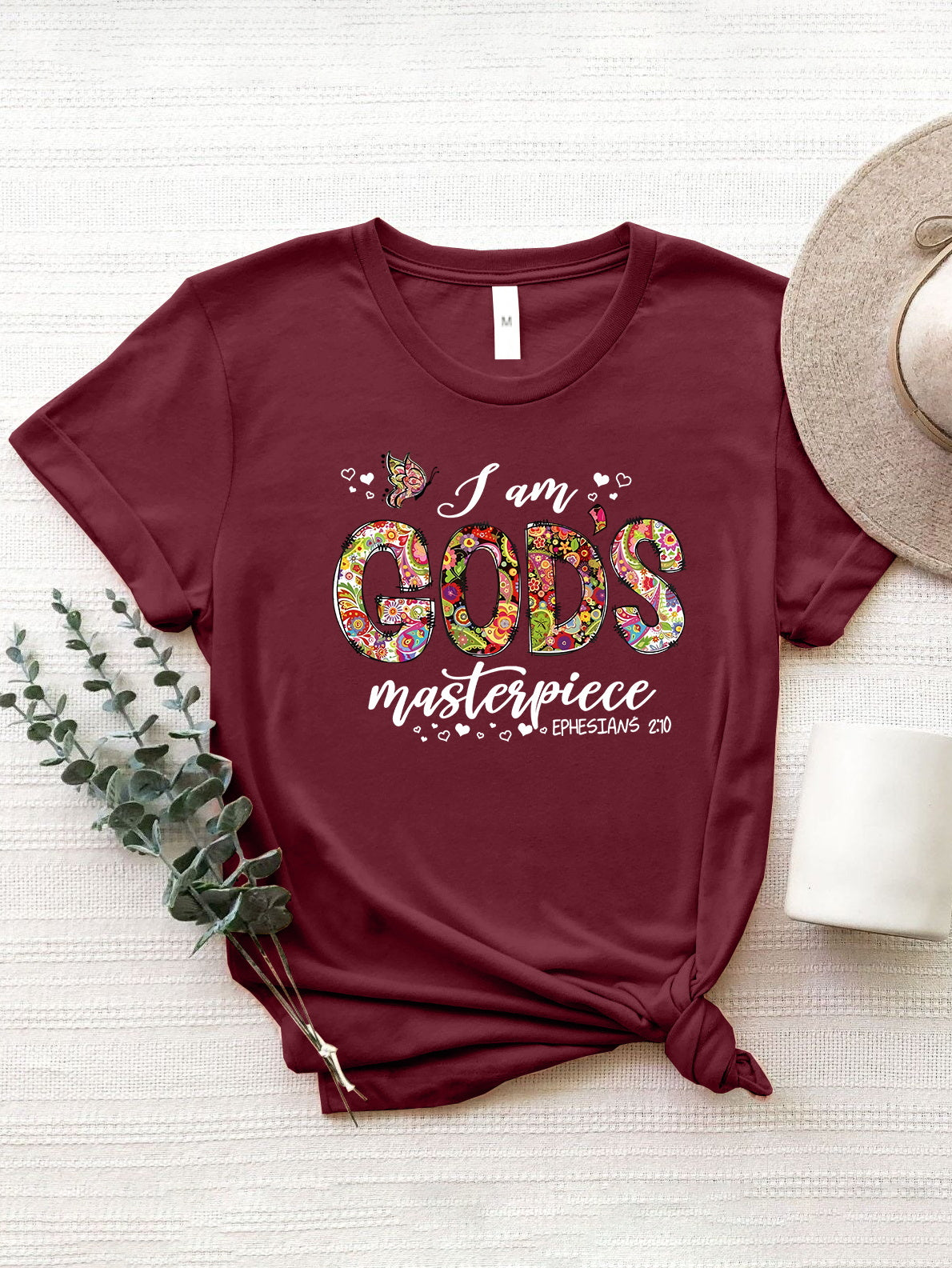 Maroon T-shirt with &