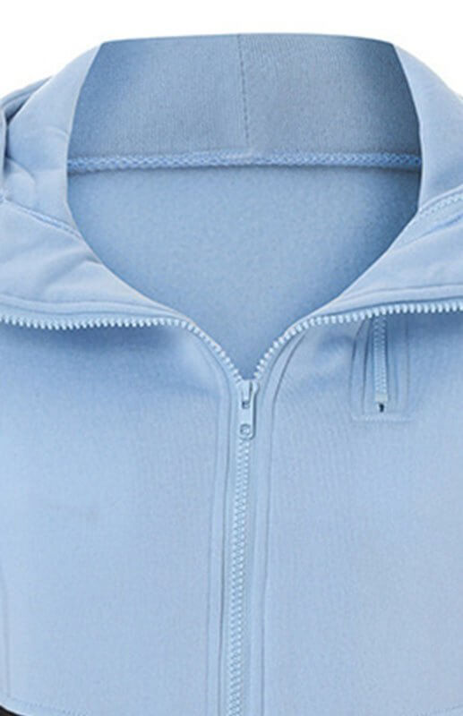Double Zipper Color Block Hooded Long-Sleeved Plus Velvet Sweatshirt