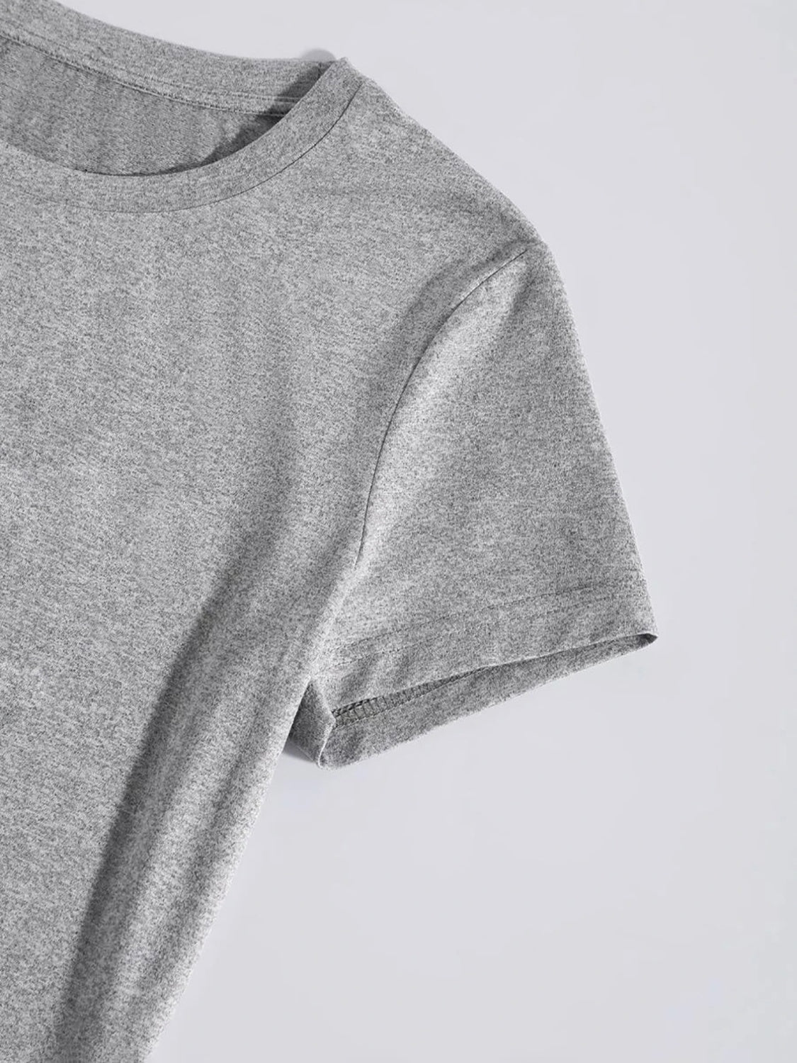 Close-up of gray short sleeve T-shirt fabric