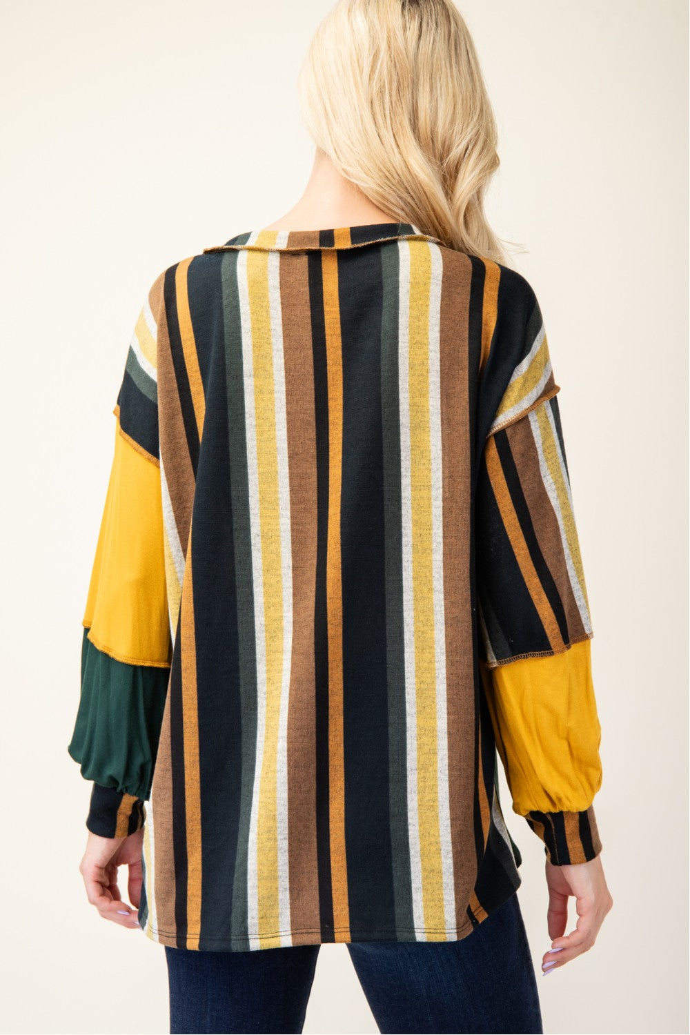 Celeste striped color block T-shirt, back view