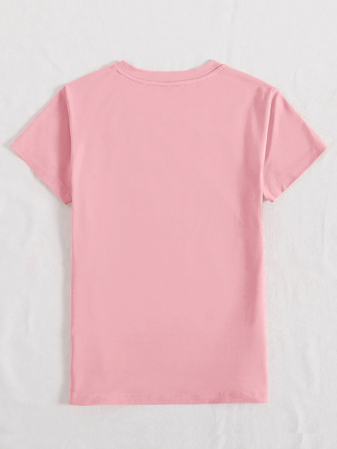 Back view of pink round neck T-shirt
