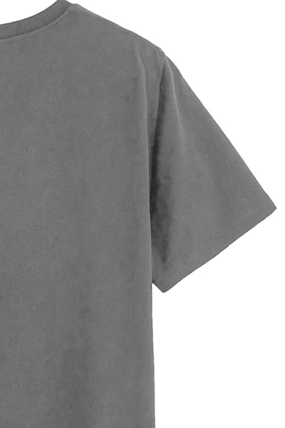 Close-up of gray T-shirt sleeve