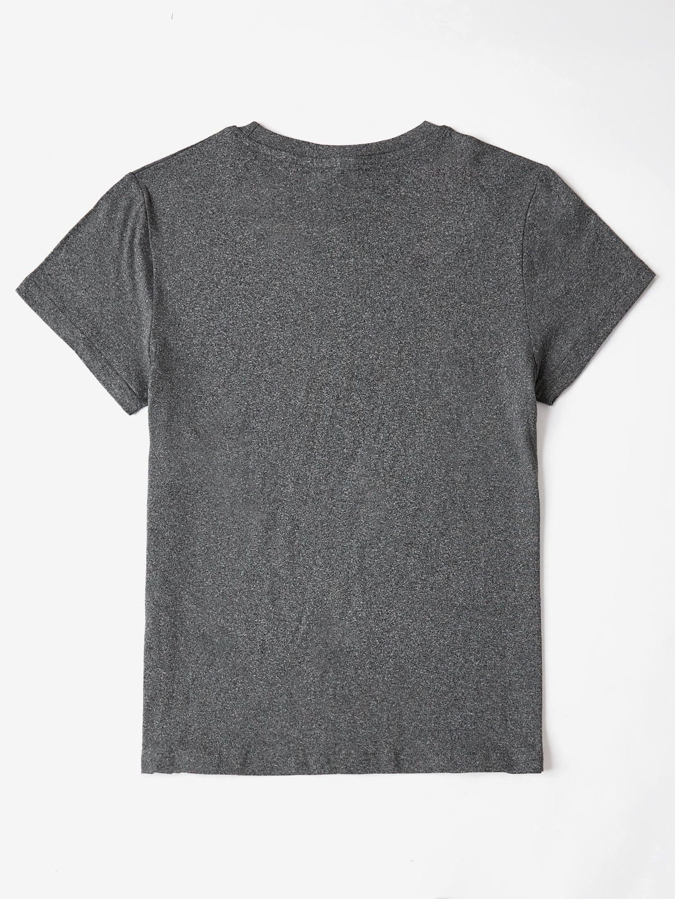 Back view of charcoal rabbit round neck short sleeve t-shirt