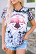 Leopard round neck short sleeve T-shirt with graphic design