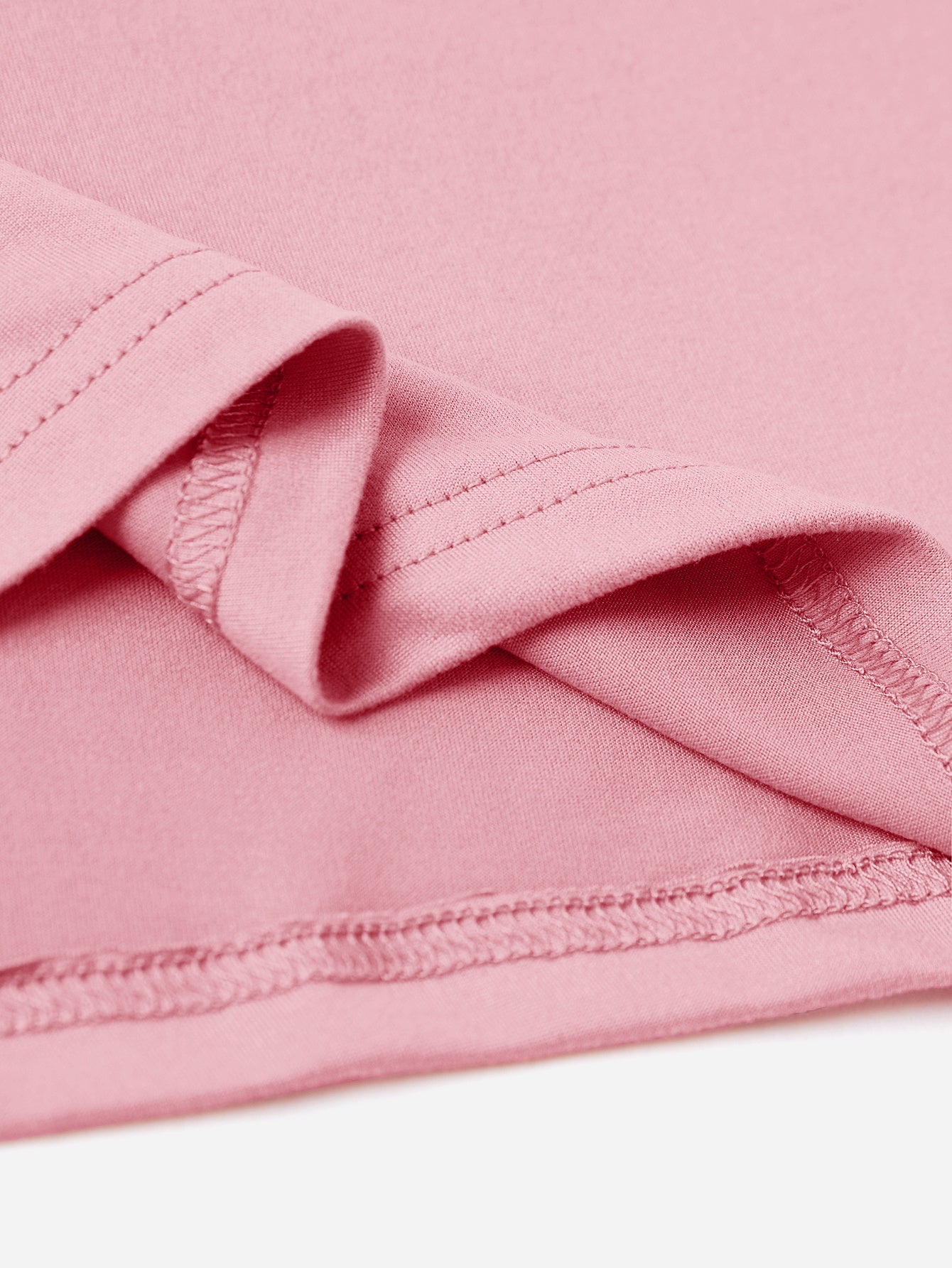 Close-up of pink T-shirt stitching detail