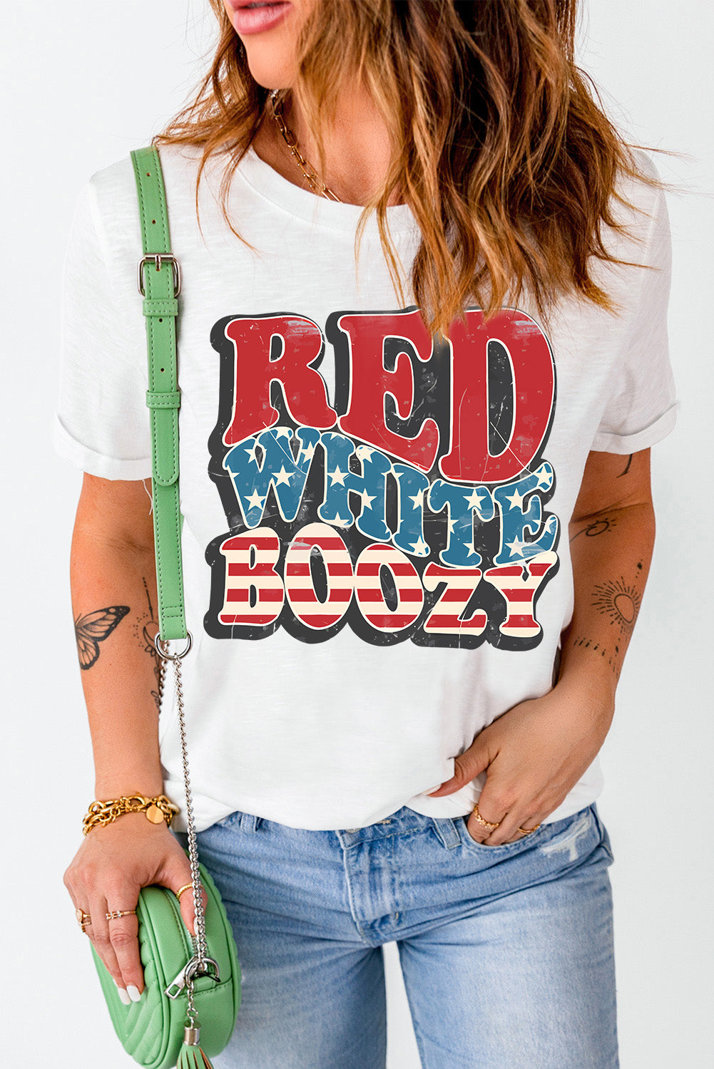 Round neck T-shirt featuring Red White Boozy design