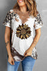 Sunflower graphic round neck short sleeve t-shirt on model