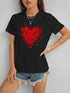 Black heart round neck short sleeve t-shirt, front view