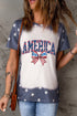 AMERICA round neck short sleeve T-shirt with star pattern