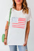 US Flag Round Neck Short Sleeve T-Shirt front view