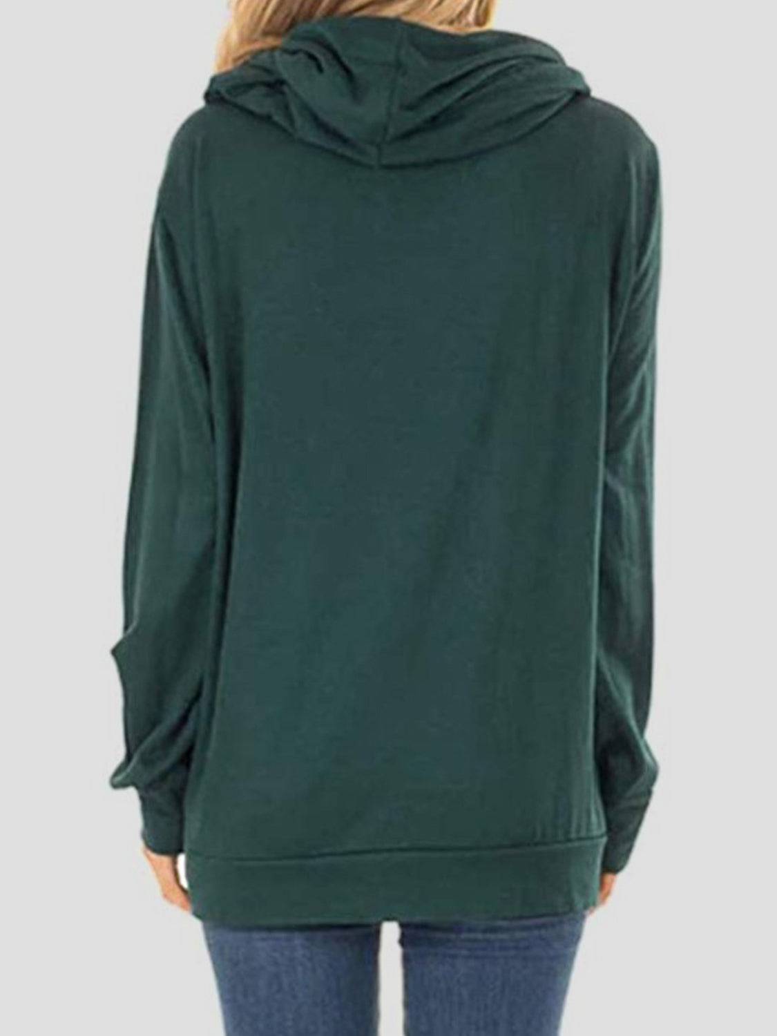 Back view of green hoodie