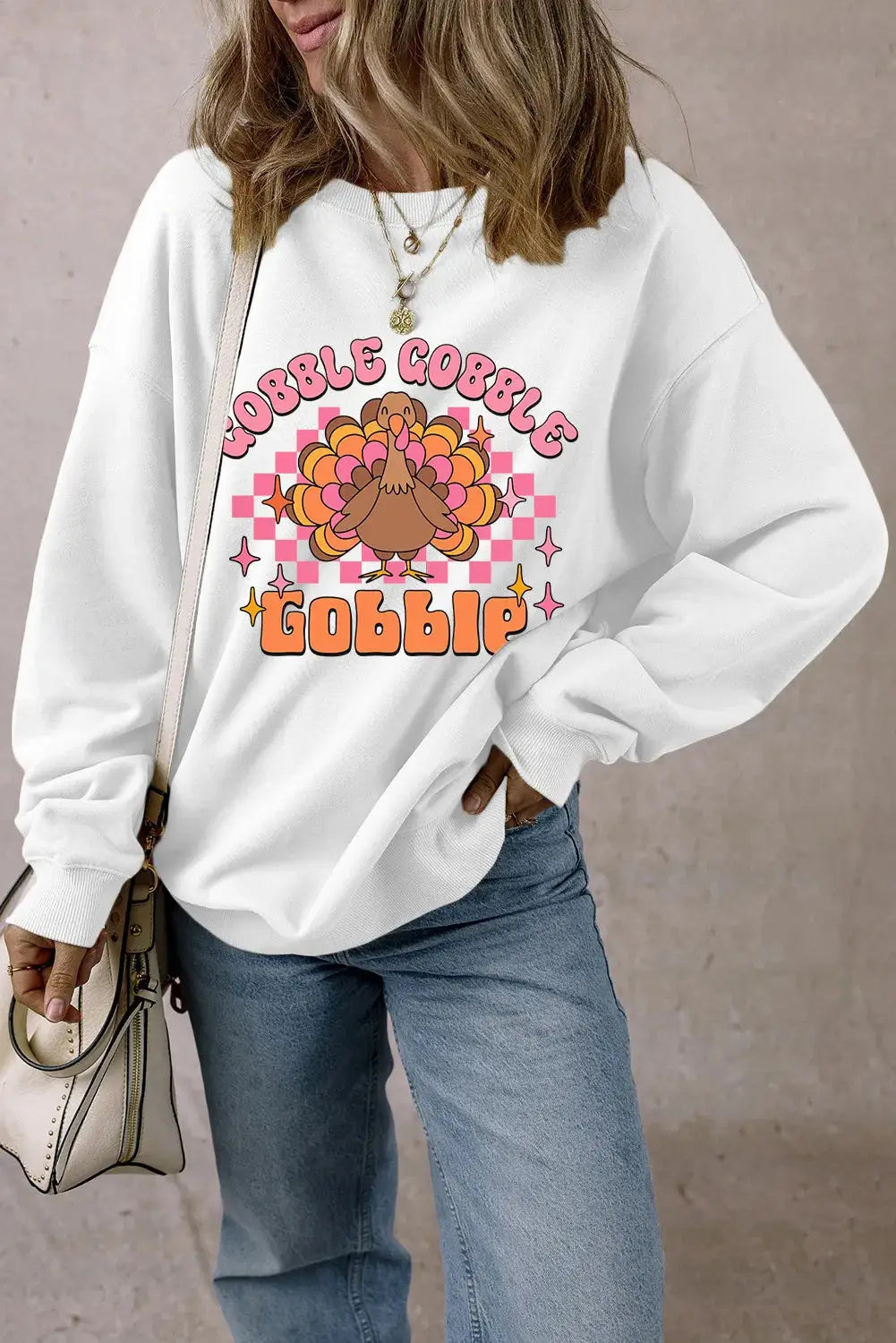 Graphic sweatshirt with turkey and &