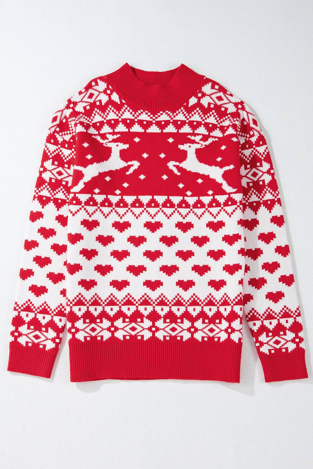 Front view of Christmas turtleneck sweater with reindeer