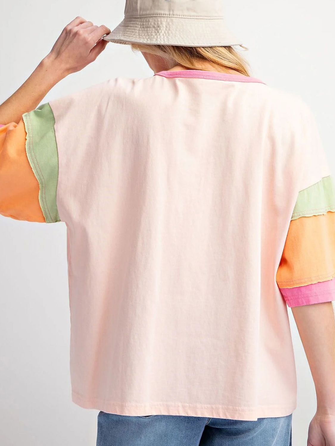 Back view of graphic round neck half sleeve T-shirt