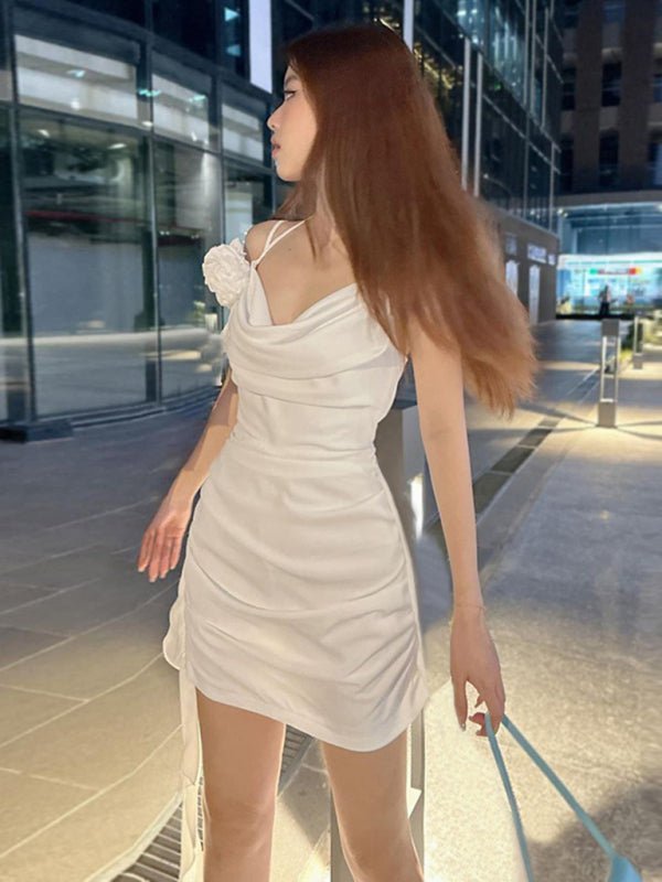 Flower streamer dress European and American women&