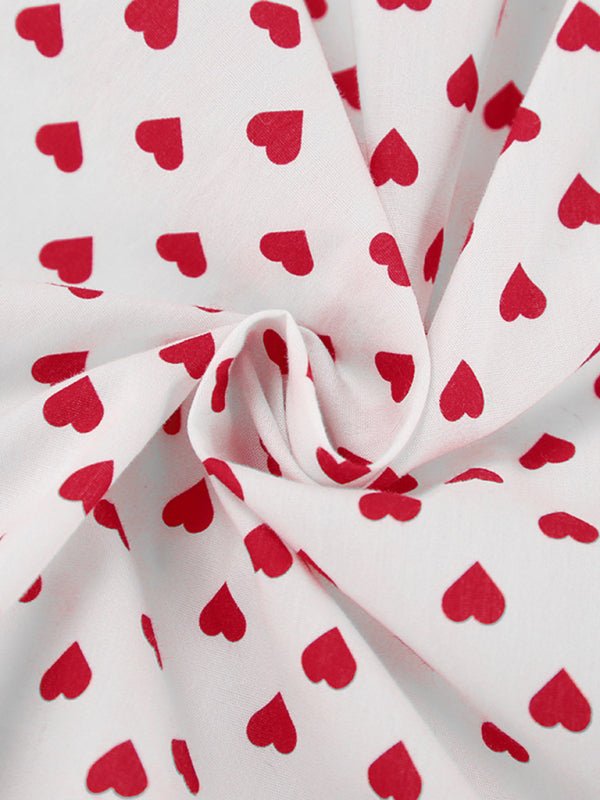 Kurzärmliger, kurzärmliger A-Linien-Rock mit französischem Sexy-Love-Print und Puffärmeln