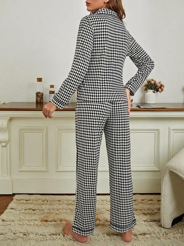 Back view of rhombus long sleeve homewear set