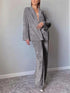 Gray velvet pajamas set with long sleeves and trousers