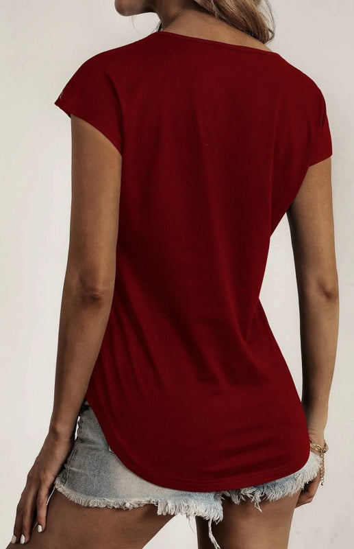 Damen-Oberteile mit Rundhalsausschnitt, Halbsträngen, Nähten und Spitze, kurzärmelig