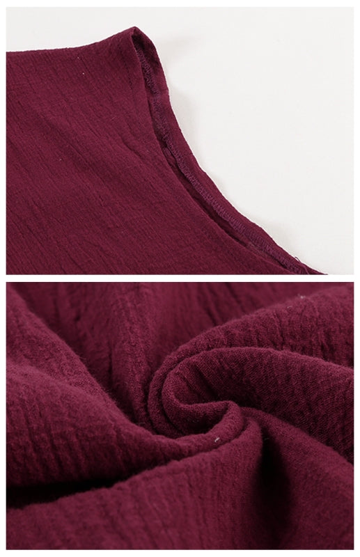 Linen Lapel Button Raglan Short Sleeve Shirt Curved Slit Hem Blouse