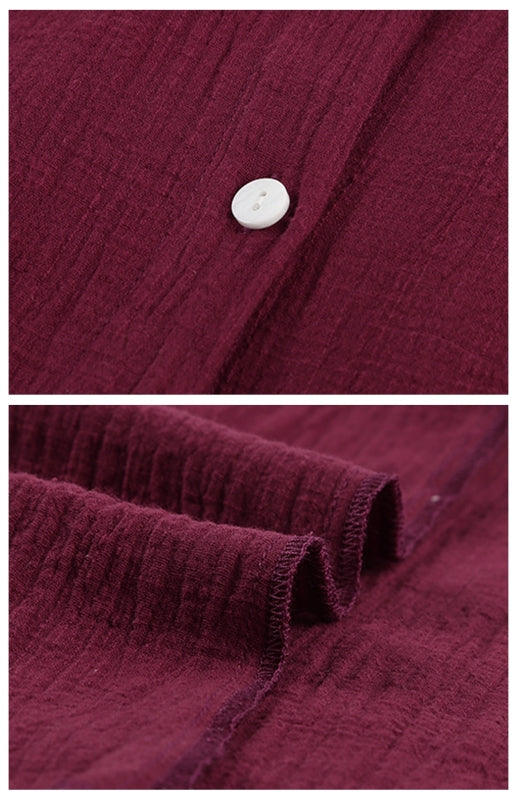Leinen-Raglan-Kurzarmhemd mit Reversknopf und abgerundetem Schlitzsaum
