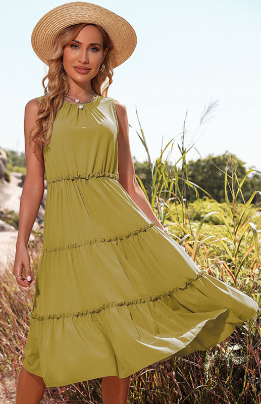 Ärmelloses Tank-Top-Kuchenkleid für Damen, Midikleid