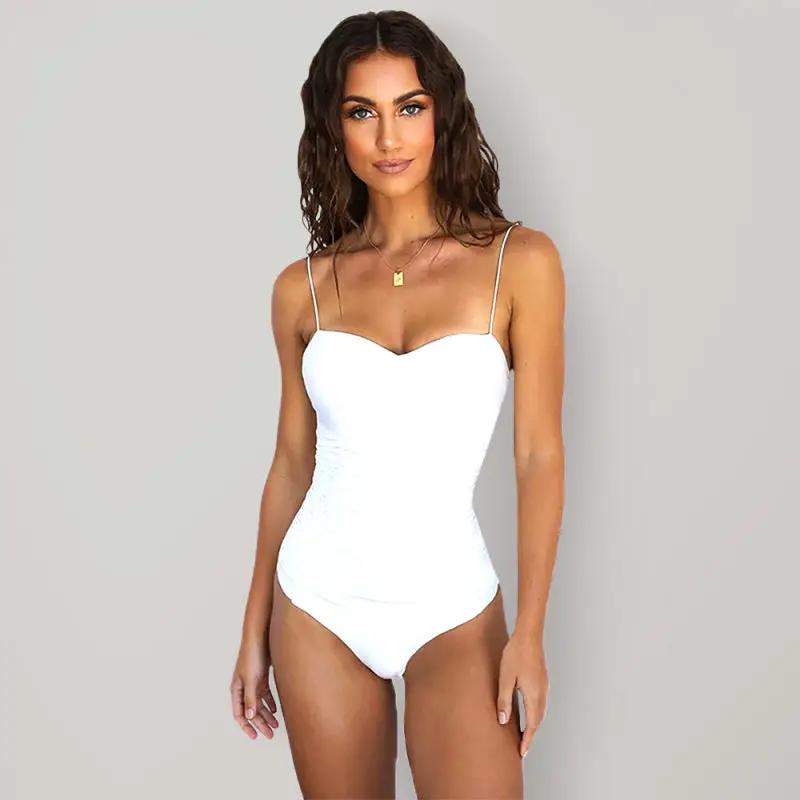 White slim fold tight suspender coat front view
