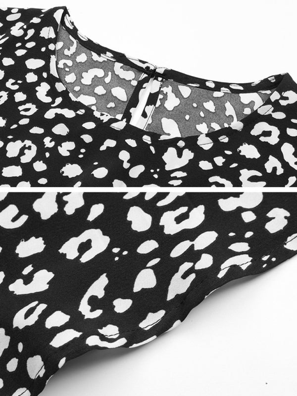 Temperamentvolles schwarzes Retro-Blumenkleid für Damen