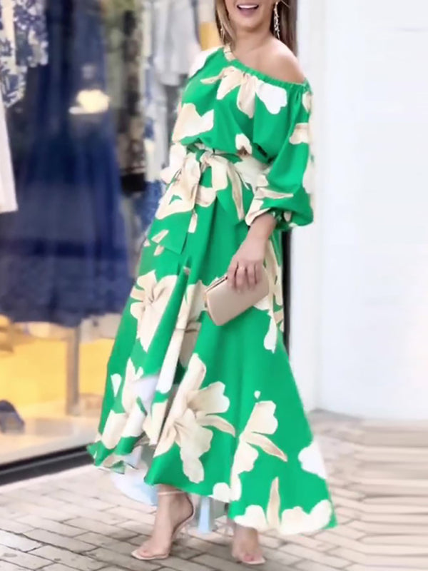 Temperamentvolles Damenkleid mit elegantem Pendlerdruck und Laternenärmeln