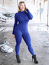 Blue long sleeve bodysuit, women&