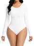White jumpsuit for belly lifting and shaping with long sleeves