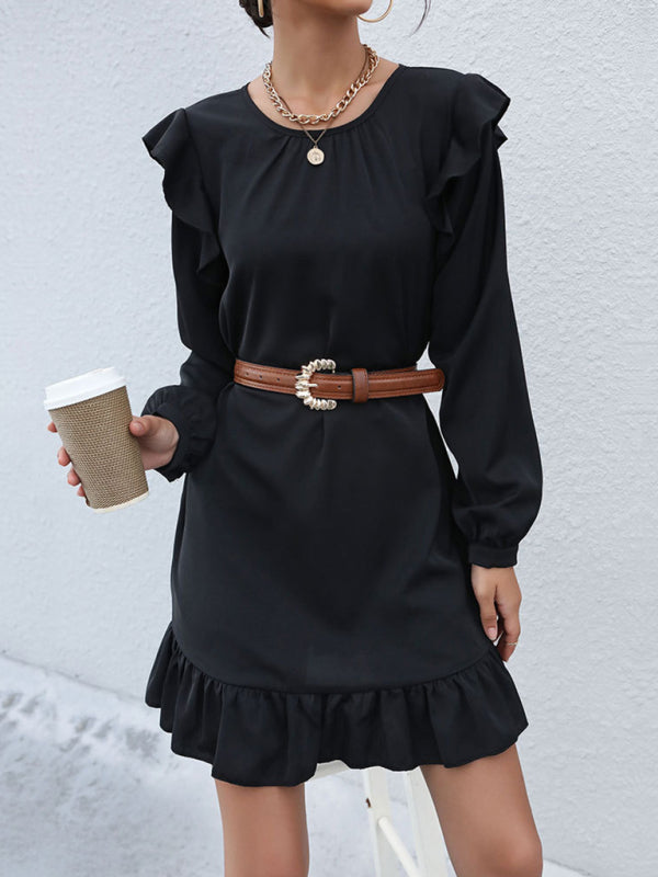 Modisches, langärmeliges, wildes Kleid für Damen