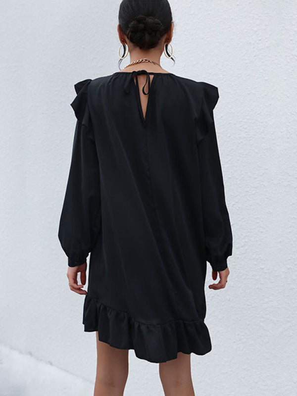 Modisches, langärmeliges, wildes Kleid für Damen