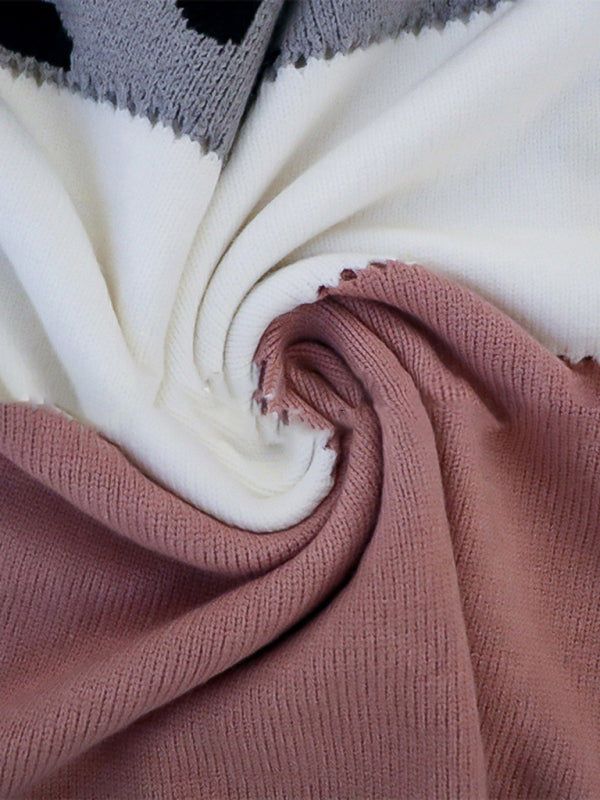 Leopardenmuster Rundhals Farbblock Pullover Herbst und Winter neue Damen Strickwaren