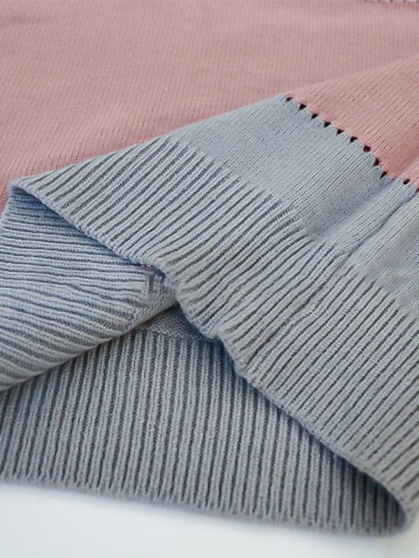 Leopardenmuster Rundhals Farbblock Pullover Herbst und Winter neue Damen Strickwaren