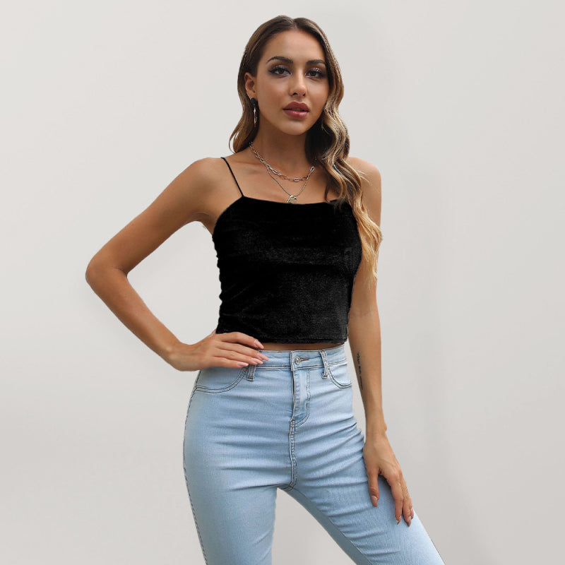 Velvet short small camisole women&