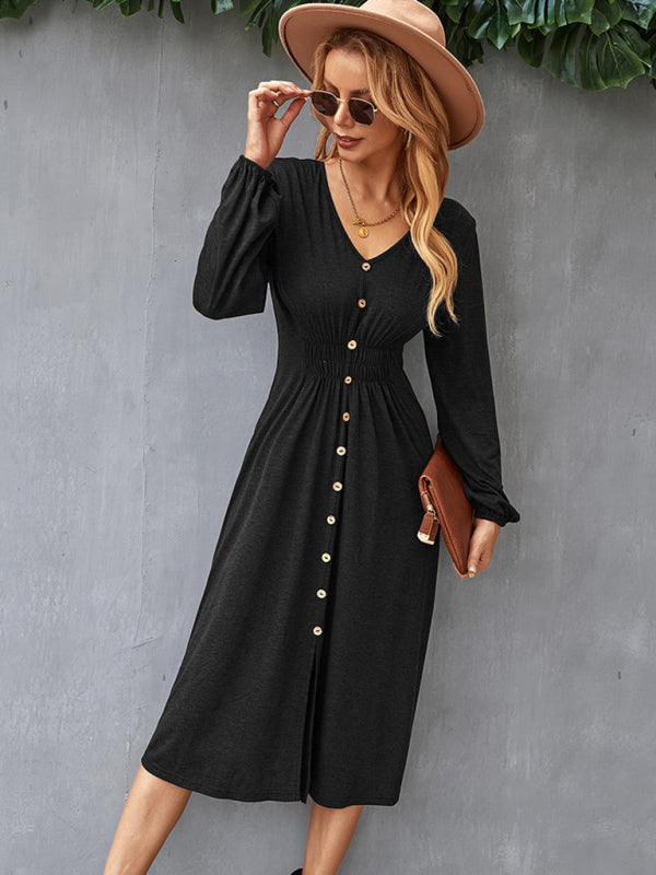 Taillenschlankmachendes A-Linien-Rock, V-Ausschnitt, elastisches, elastisches, sexy Kleid