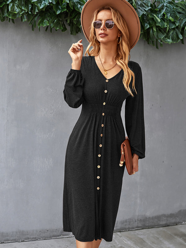 Taillenschlankmachendes A-Linien-Rock, V-Ausschnitt, elastisches, elastisches, sexy Kleid