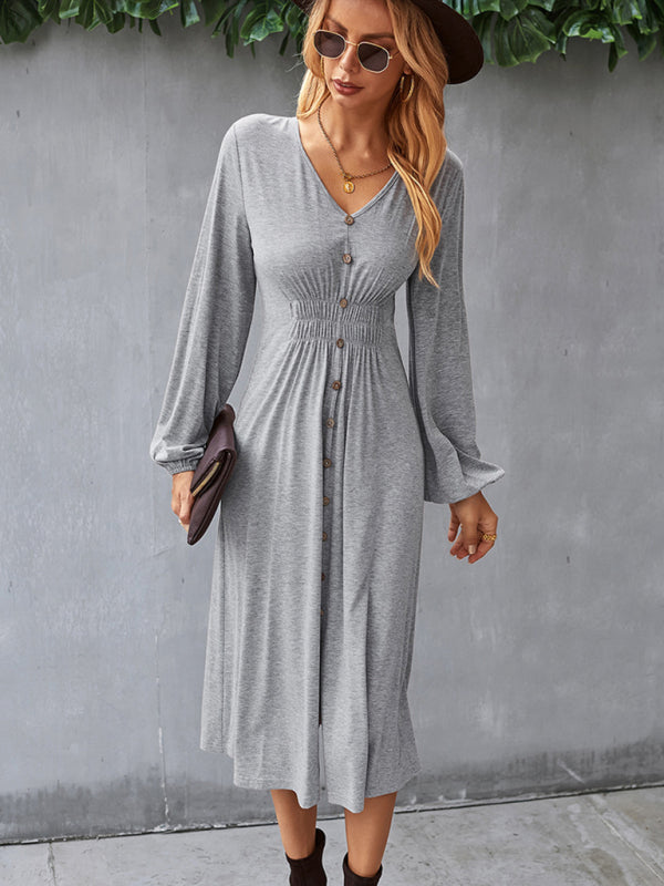 Taillenschlankmachendes A-Linien-Rock, V-Ausschnitt, elastisches, elastisches, sexy Kleid