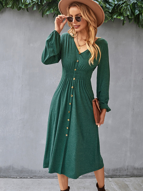 Taillenschlankmachendes A-Linien-Rock, V-Ausschnitt, elastisches, elastisches, sexy Kleid