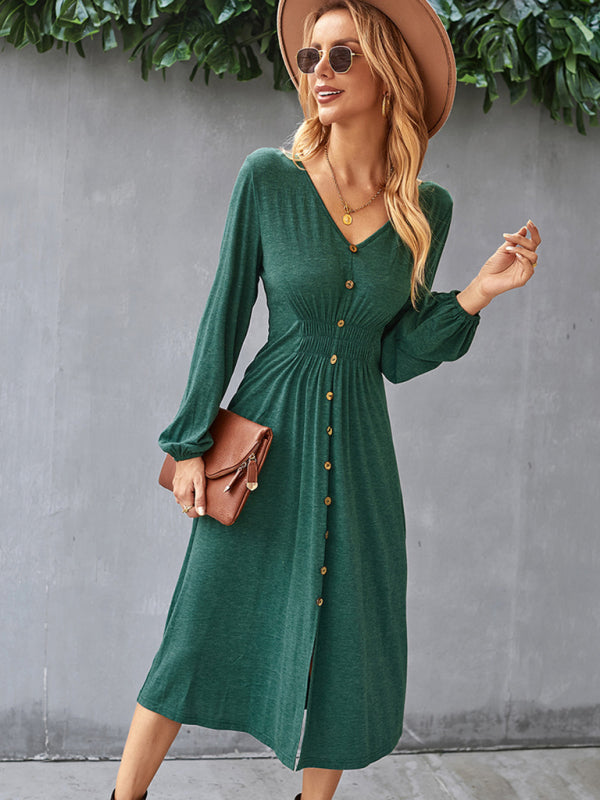 Taillenschlankmachendes A-Linien-Rock, V-Ausschnitt, elastisches, elastisches, sexy Kleid
