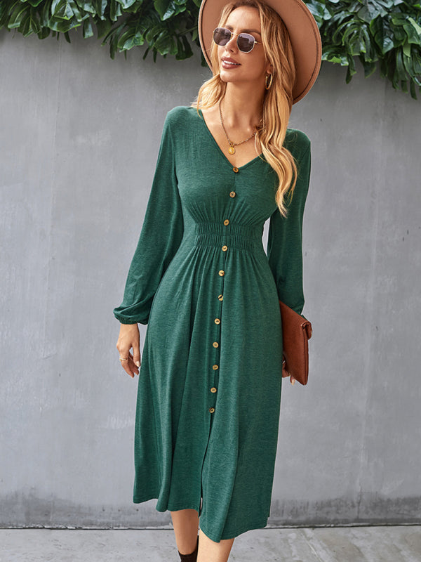 Taillenschlankmachendes A-Linien-Rock, V-Ausschnitt, elastisches, elastisches, sexy Kleid