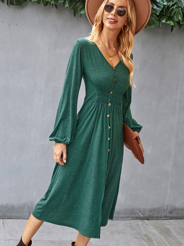 Taillenschlankmachendes A-Linien-Rock, V-Ausschnitt, elastisches, elastisches, sexy Kleid