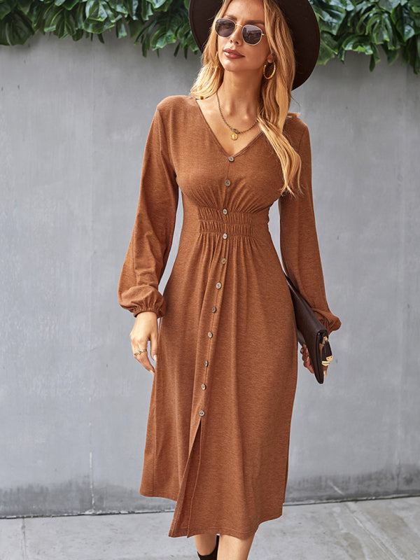 Taillenschlankmachendes A-Linien-Rock, V-Ausschnitt, elastisches, elastisches, sexy Kleid