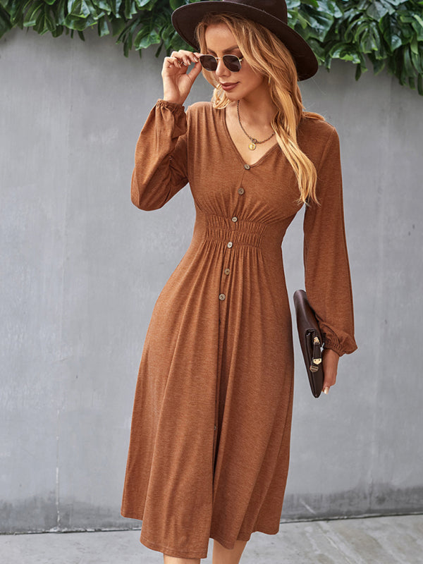 Taillenschlankmachendes A-Linien-Rock, V-Ausschnitt, elastisches, elastisches, sexy Kleid